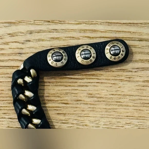 henri bendel milliner leather and gold tone braided snap bracelet - Picture 4 of 6